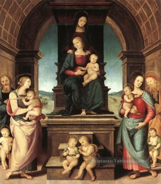 La famille de la Madone Renaissance Pietro Perugino Peinture à l'huile